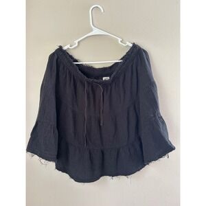 Aerie Black XL  Ruffle Tiered Gauze Boho Festival Skirt Distressed Lounge